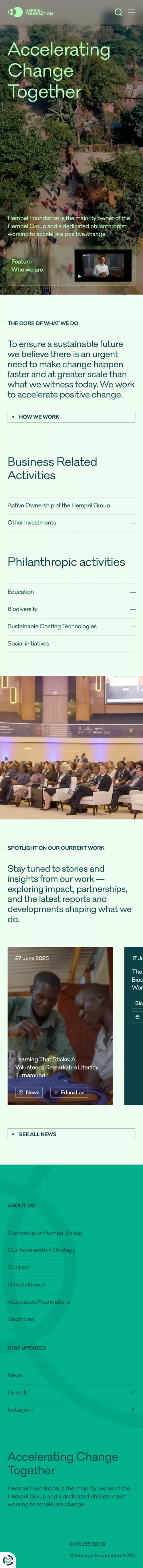 Hempel Foundation | Accelerating Change Together | Hempel Foundation mobile view