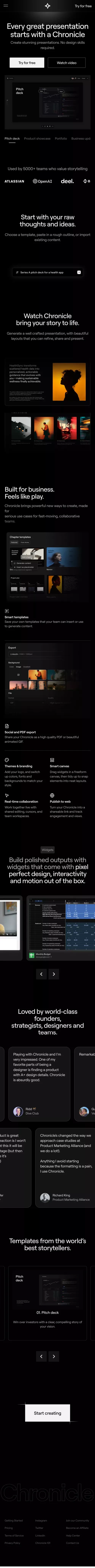 Chronicle: The AI Presentation Tool for Stories Worth Telling mobile view
