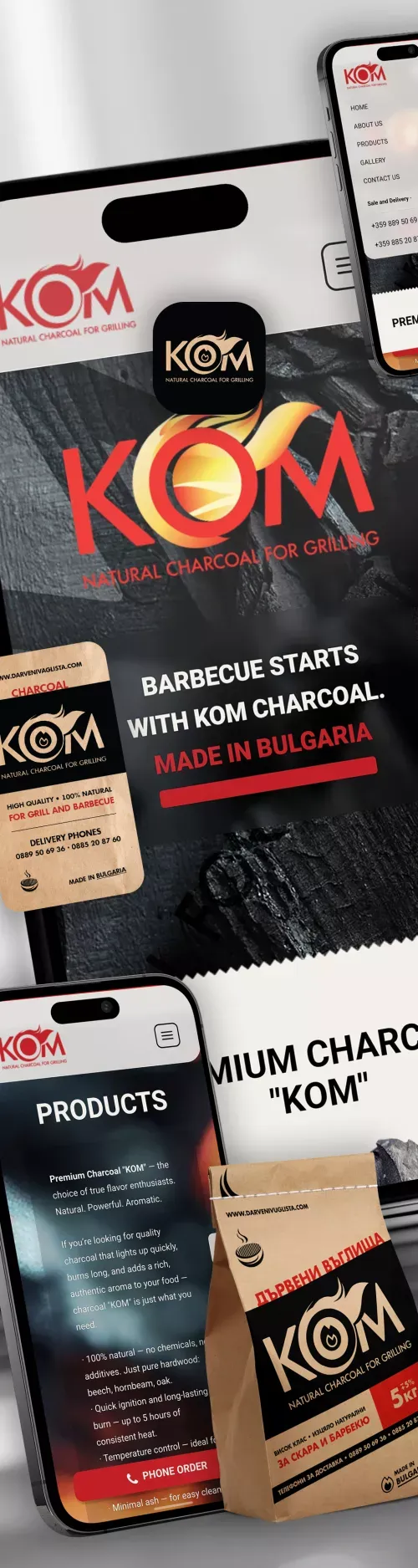 KOM Charcoal – high-quality and eco-friendly for barbecue. Production, sales, and delivery mobile view