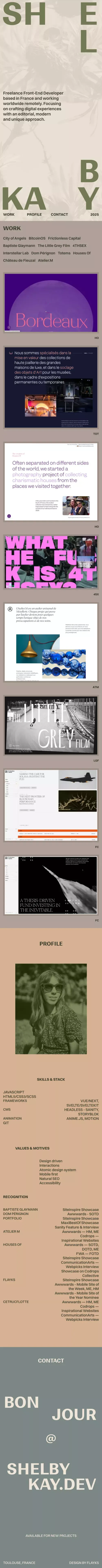 Shelby Kay • Freelance Front-End Developer mobile view