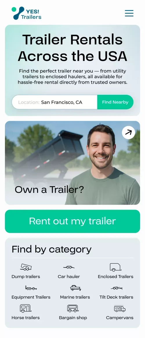 Yes!Trailers - Trailer Rental Marketplace mobile view