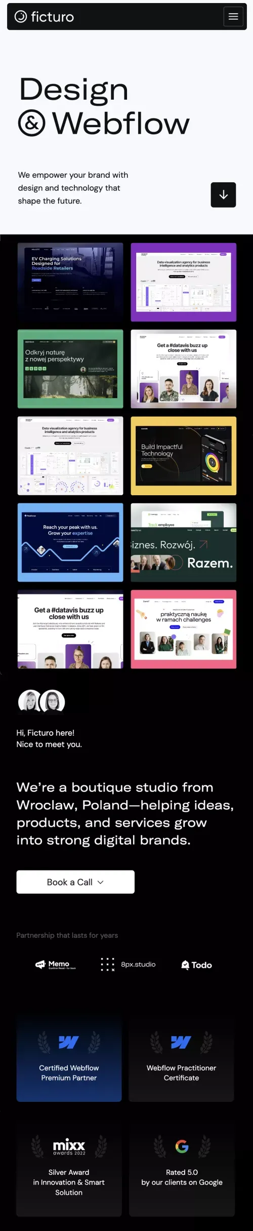 Ficturo • Digital Design & Webflow Studio mobile view