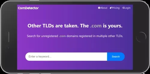Find Unregistered .COM Domains Registered in Other TLDs mobile view