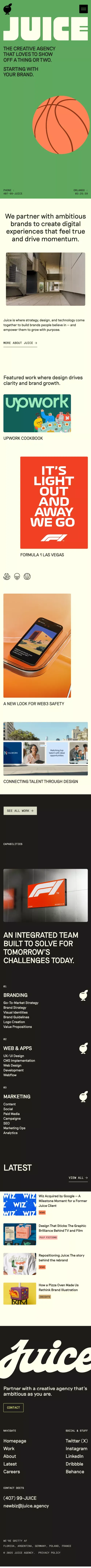 Creative Branding & Web Agency in Orlando | Juice mobile view