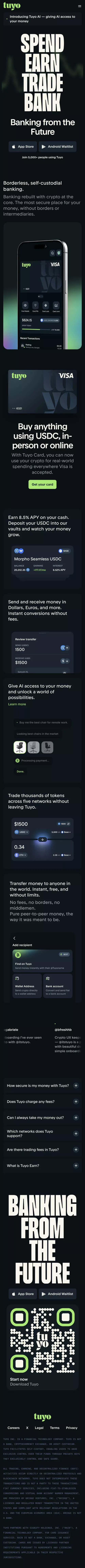 Tuyo | Banking from the Future mobile view