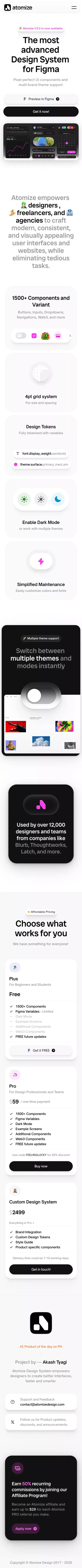 Atomize Design System mobile view