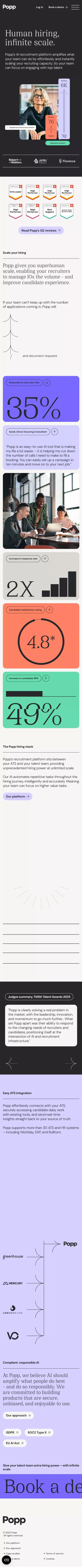 Popp | Human hiring, infinite scale. mobile view