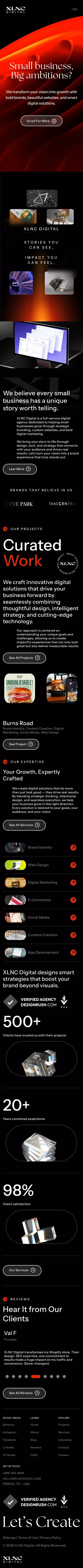 Award-Winning Creative, Web Design & Marketing Agency For Small Businesses | XLNC Digital mobile view