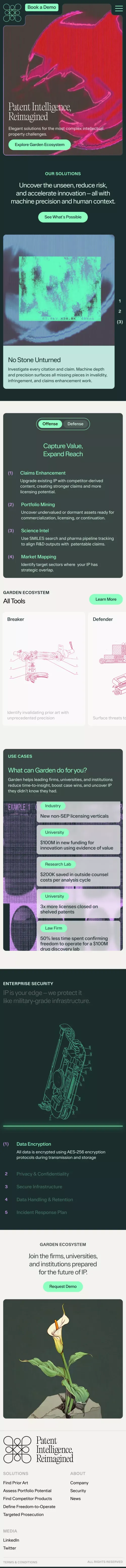 Garden | Patent Intelligence, Reimagined mobile view
