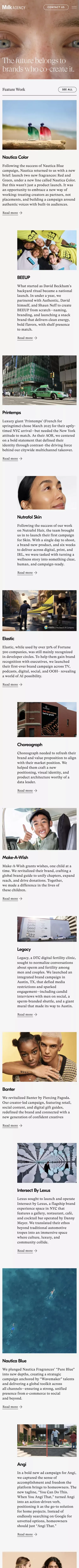 Milk Agency mobile view