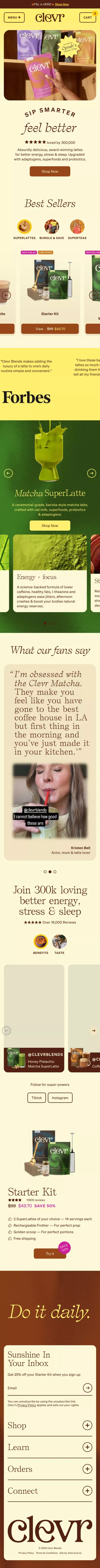 Clevr Blends | Superfood Lattes and Teas mobile view