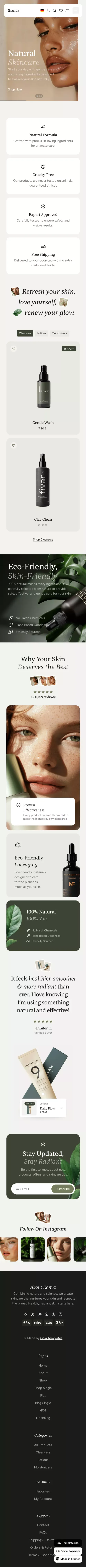 Kanva - E-Commerce Framer Template mobile view