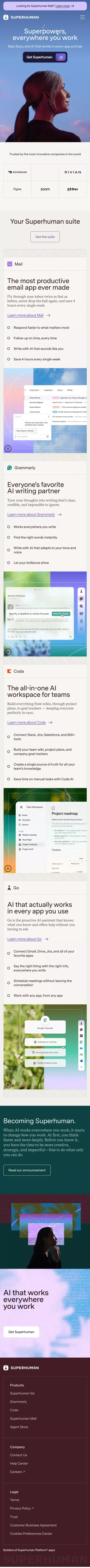 Superhuman: Mail, Docs, and AI That Work Everywhere mobile view