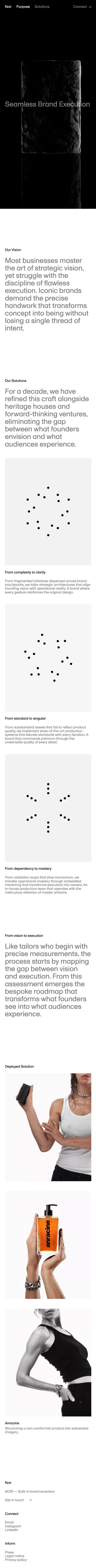 Purpose - NOIR - A design studio implementing the future of brands mobile view