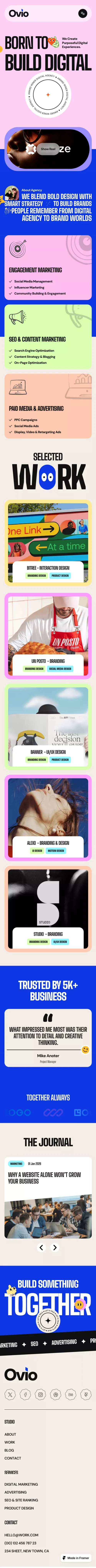 Ovio - Creative Digital Agency Website mobile view