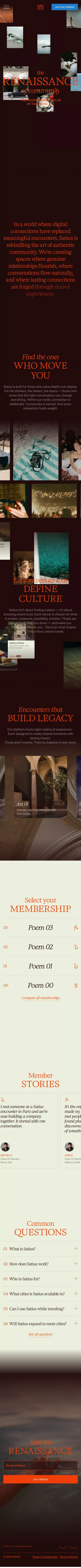 Satius – The Renaissance of Community mobile view