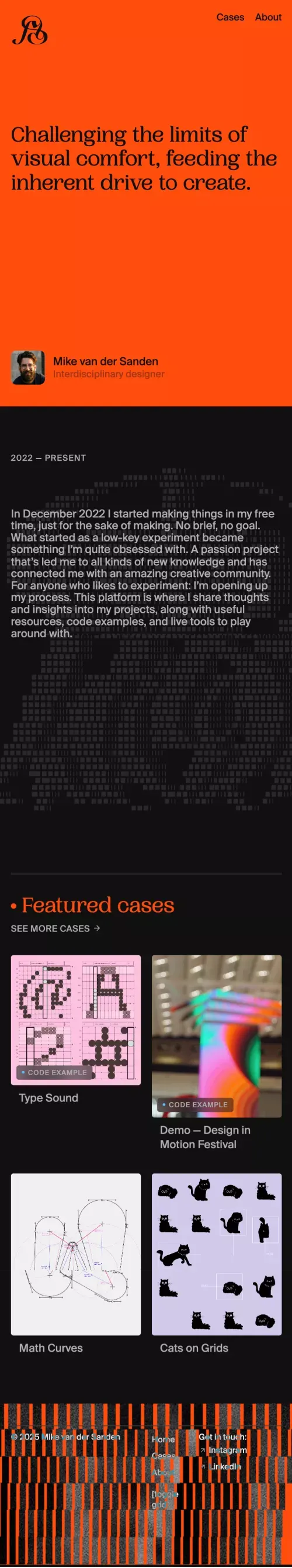 Mike van der Sanden — Personal Project Platform mobile view