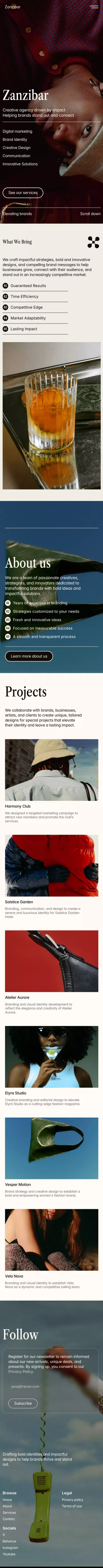 Zanzibar - Agancy and Portfolio Premium Framer Template mobile view