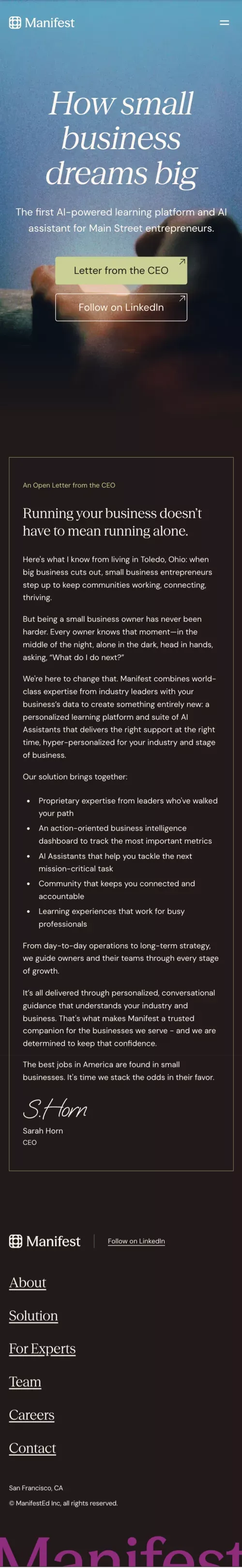 Manifest | How Small Business Dreams Big mobile view