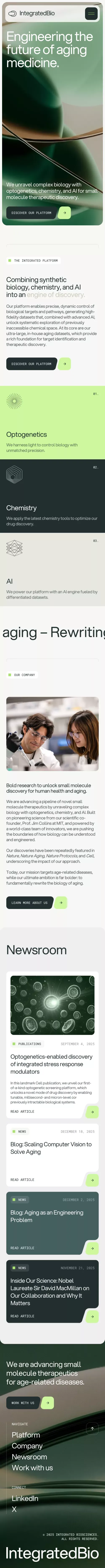 Integrated Biosciences — Engineering the future of aging medicine mobile view