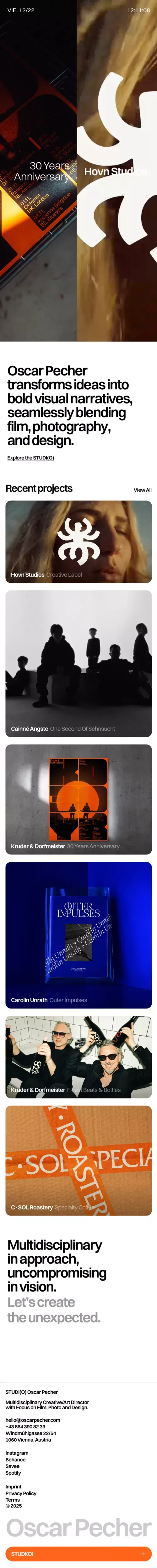 Oscar Pecher mobile view