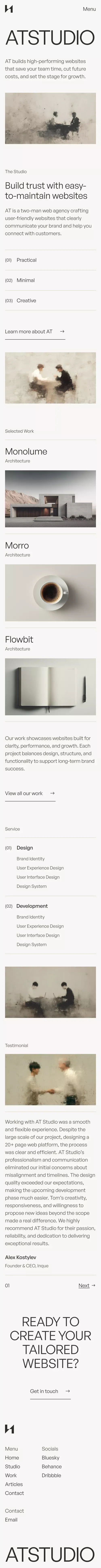 AT Studio | High-Performance Web Design & Development Agency mobile view