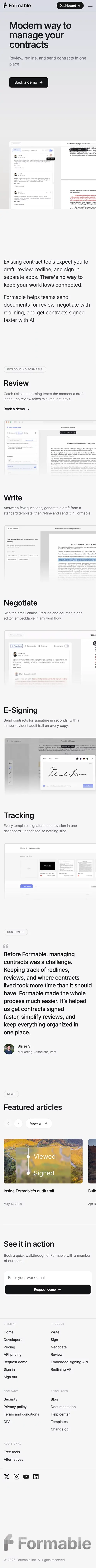Formable — Modern way to manage contracts mobile view
