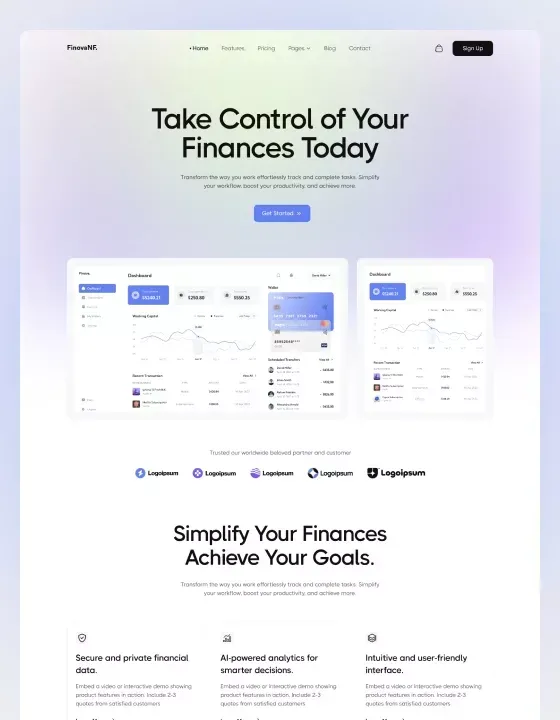 FinovaNF – Webflow Ecommerce Website Template - Template design