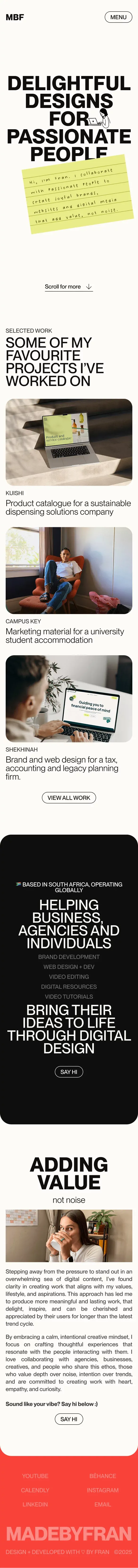 Delightful designs for passionate people | MADEBYFRAN mobile view