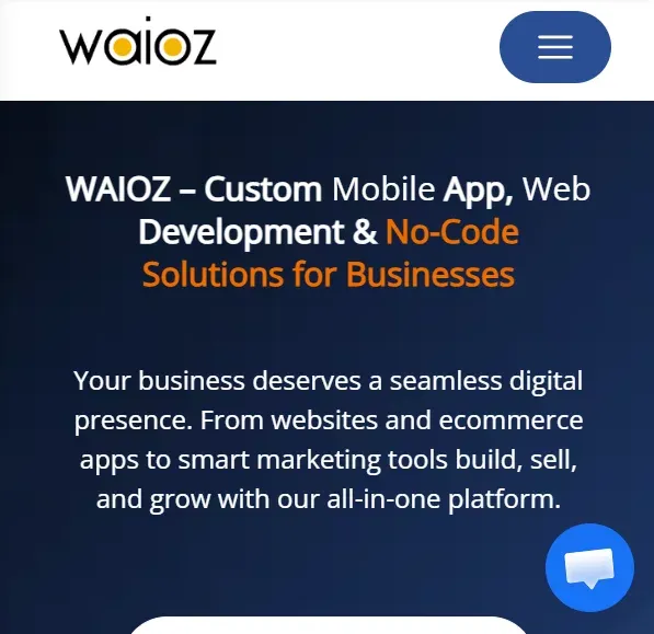 Mobile App & Web Development Company | Ecommerce Website & Digital Marketing Services – Waioz mobile view