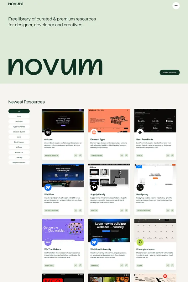 novum.supply – Free Inspiration Library for Creatives