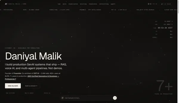 Daniyal Malik — GenAI Engineer & Consultant, Sydney