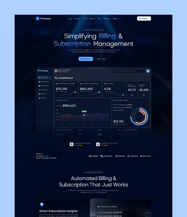 Finloopa â Fintech SaaS Webflow Template - Flowcub