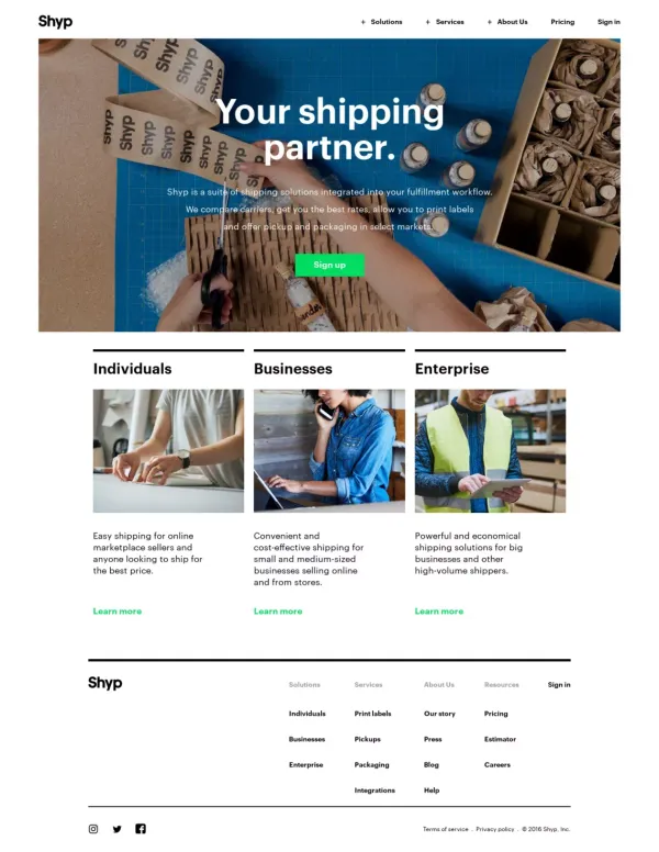 Shipping Made Easy - Compare Shipping Prices | Shyp - Landing design inspiration