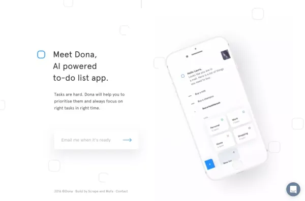Meet Dona, AI powered to-do list app. - Landing design inspiration