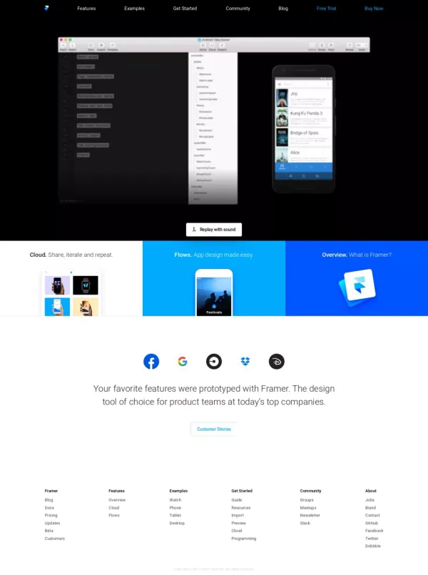 Framer - Design tool for creating interactive designs, interfaces and animations - Landing design inspiration
