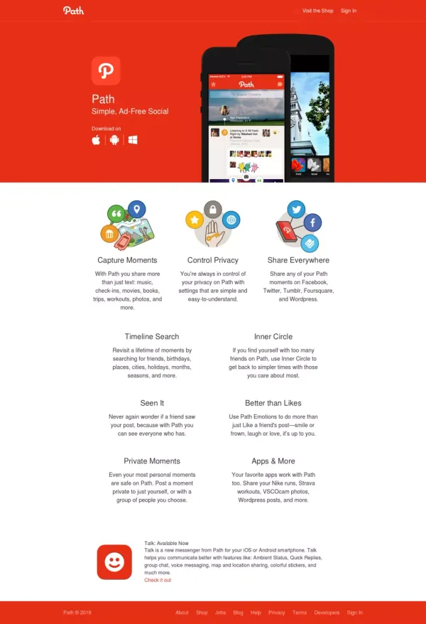 Path — Social - Landing design inspiration