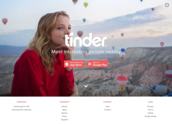 Tinder - Landing design inspiration