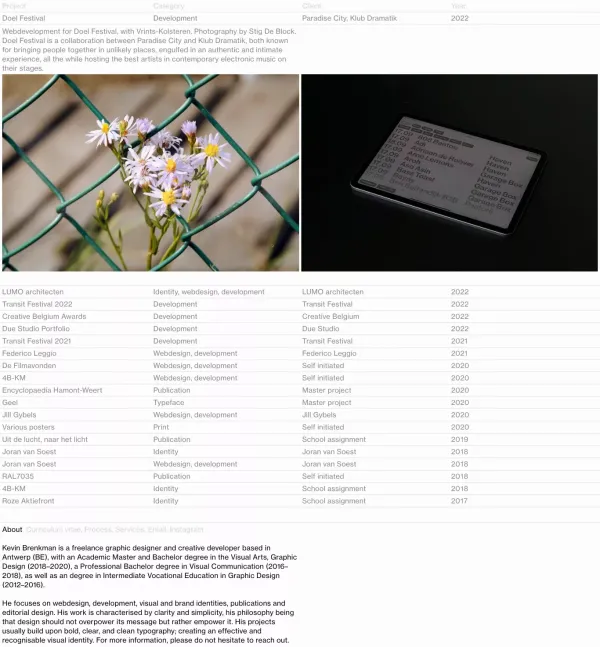 Kevin Brenkman - website design inspiration