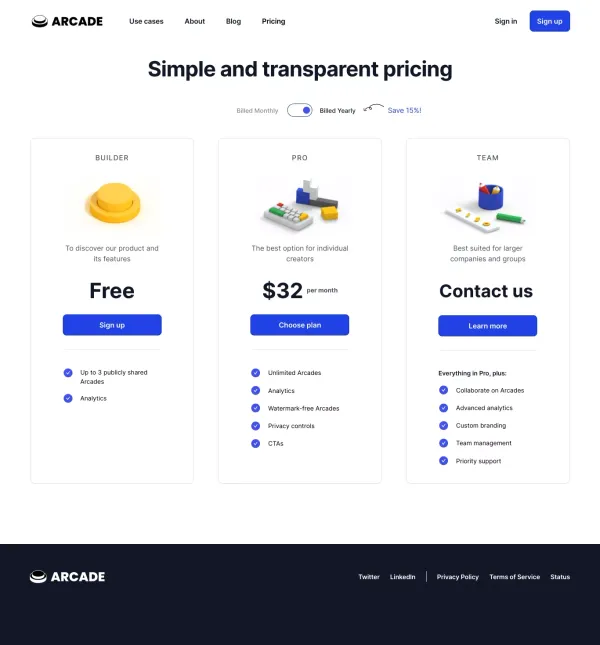 Arcade Pricing - Pricing design inspiration