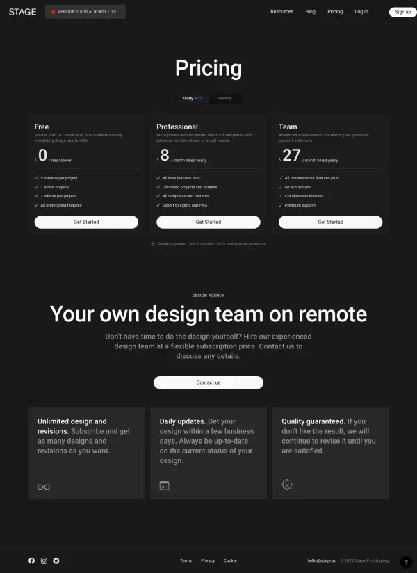 Stage – The easiest way to visualize mobile app ideas - Pricing design inspiration