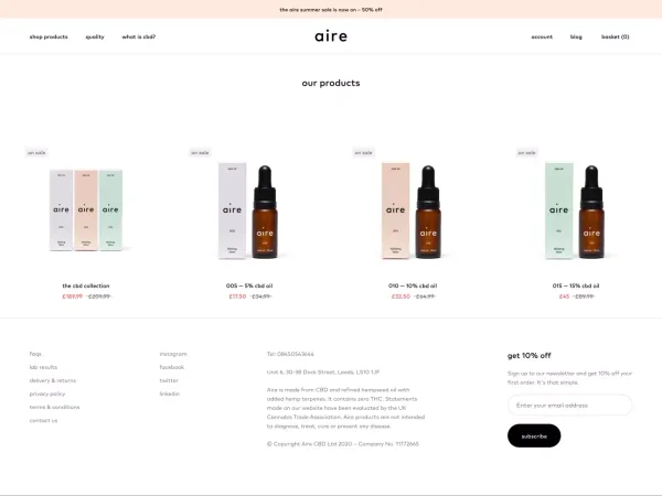 Products â Our signature CBD oils â Aire - Product listing design inspiration