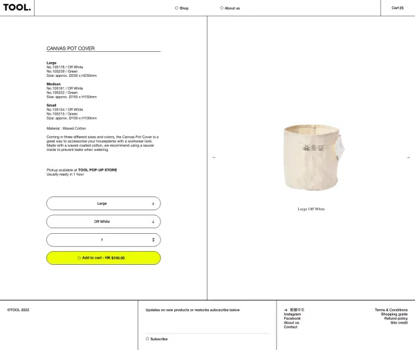 TOOL. - Product page design inspiration