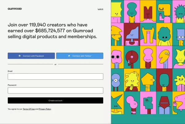 Gumroad - Sign Up design inspiration