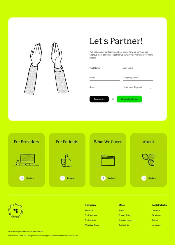 Let's Partner | PrimaHealth Credit - Sign Up design inspiration