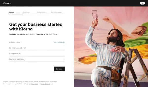 Klarna Merchant Portal - Sign Up design inspiration