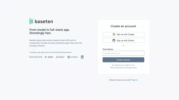 Baseten - Sign Up design inspiration