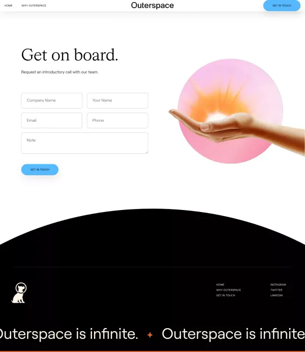 Outerspace - High-touch fulfillment & logistics - Sign Up design inspiration