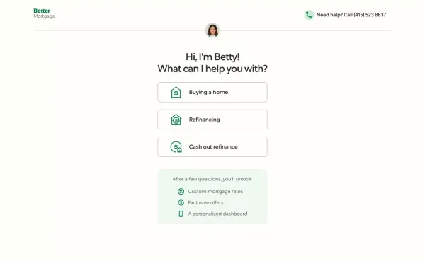 Start your Mortgage Journey | Better Mortgage - Sign Up design inspiration
