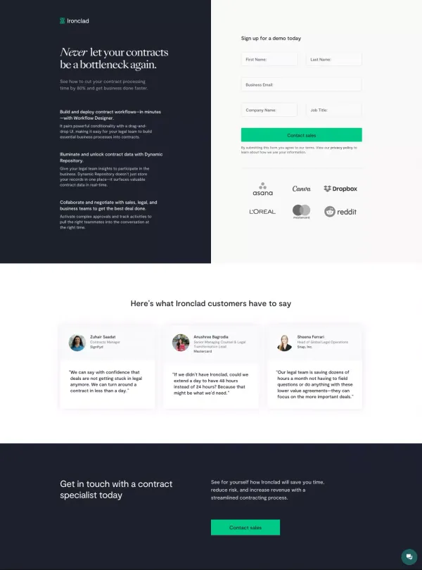 Ironclad Contract Management Demo | Ironclad - Sign Up design inspiration